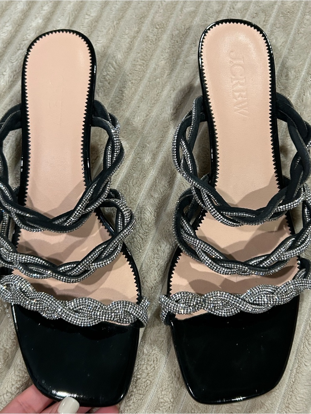 J. Crew Collection Crystal Braid Triple Strap Kitten Heel zadie